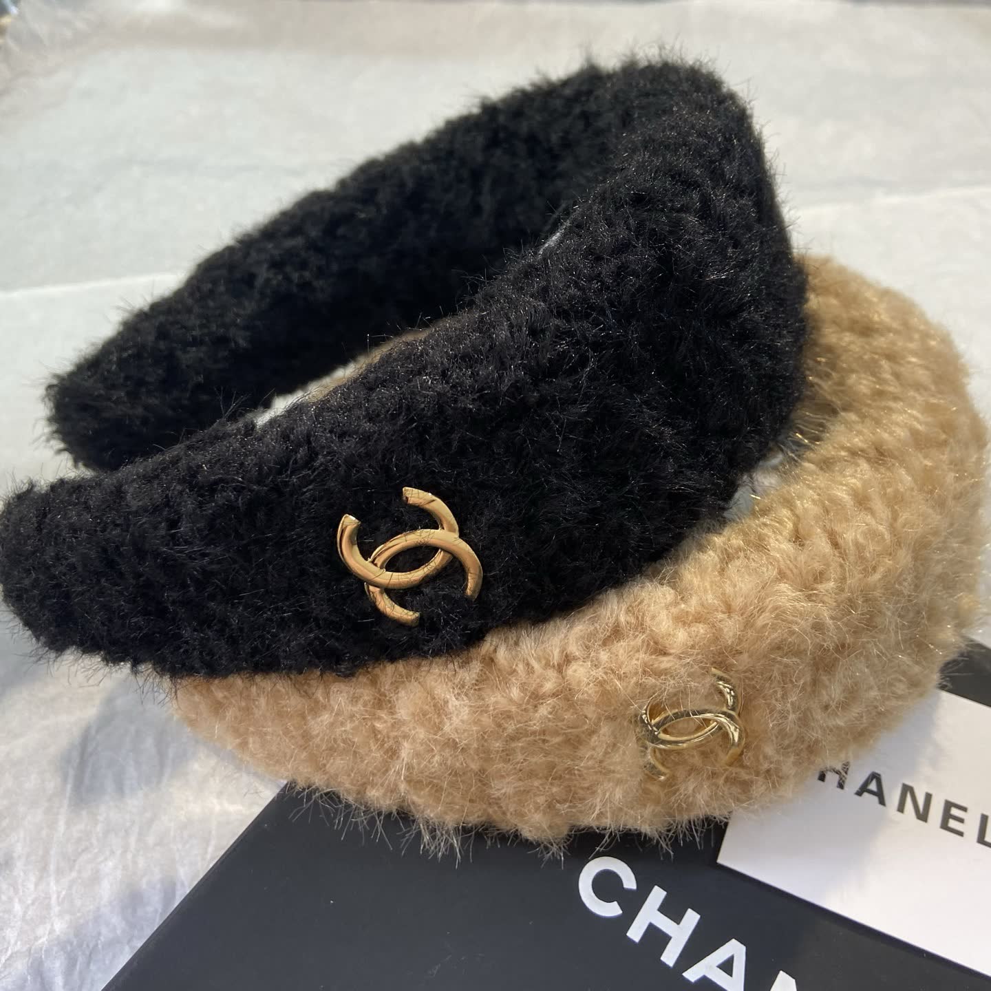 Chanel Fuzzy Headband with CC Logo